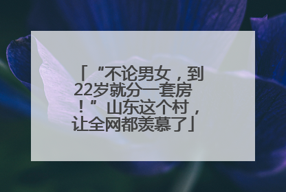 “不论男女，到22岁就分一套房！”山东这个村，让全网都羡慕了