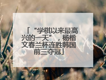 “学棋以来最高兴的一天”，杨楷文春兰杯连胜韩国前三夺冠