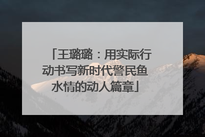 王璐璐：用实际行动书写新时代警民鱼水情的动人篇章