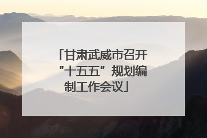 甘肃武威市召开“十五五”规划编制工作会议