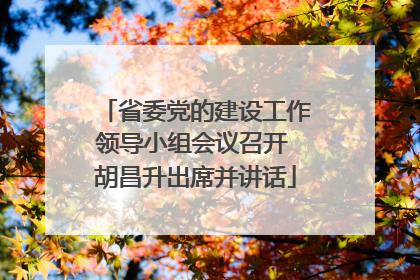 省委党的建设工作领导小组会议召开 胡昌升出席并讲话