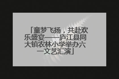 童梦飞扬，共赴欢乐盛宴——庐江县同大镇农林小学举办六一文艺汇演