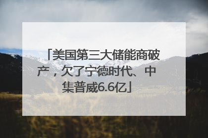 美国第三大储能商破产，欠了宁德时代、中集普威6.6亿
