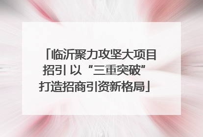 临沂聚力攻坚大项目招引 以“三重突破”打造招商引资新格局