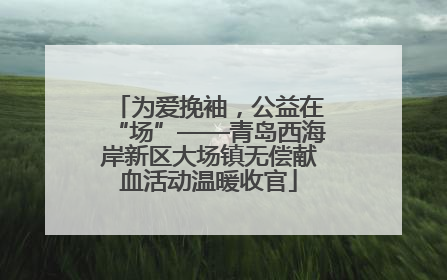 为爱挽袖，公益在“场”——青岛西海岸新区大场镇无偿献血活动温暖收官