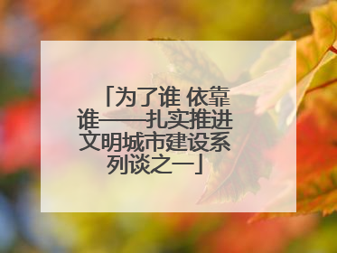 为了谁 依靠谁——扎实推进文明城市建设系列谈之一