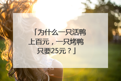 为什么一只活鸭上百元，一只烤鸭只要25元？