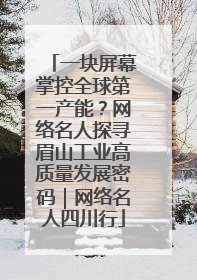 一块屏幕掌控全球第一产能？网络名人探寻眉山工业高质量发展密码｜网络名人四川行
