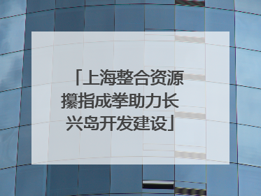 上海整合资源攥指成拳助力长兴岛开发建设