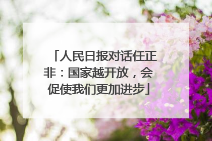人民日报对话任正非：国家越开放，会促使我们更加进步
