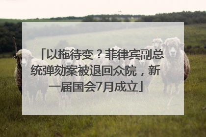 以拖待变？菲律宾副总统弹劾案被退回众院，新一届国会7月成立