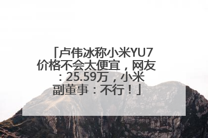 卢伟冰称小米YU7价格不会太便宜，网友：25.59万，小米副董事：不行！