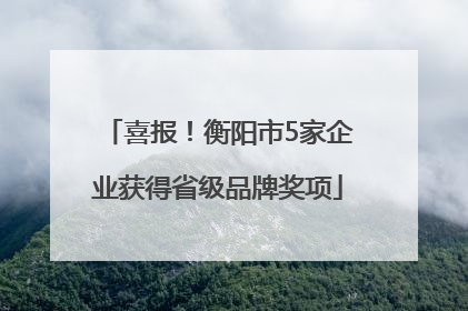 喜报！衡阳市5家企业获得省级品牌奖项