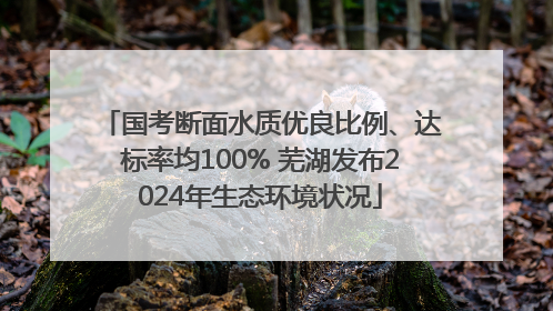 国考断面水质优良比例、达标率均100% 芜湖发布2024年生态环境状况