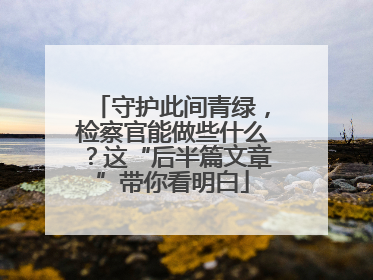 守护此间青绿，检察官能做些什么？这“后半篇文章”带你看明白
