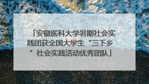 安徽医科大学暑期社会实践团获全国大学生“三下乡”社会实践活动优秀团队