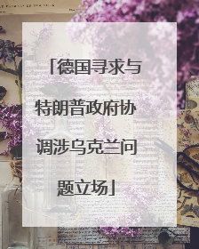 德国寻求与特朗普政府协调涉乌克兰问题立场
