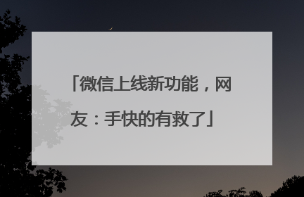微信上线新功能，网友：手快的有救了
