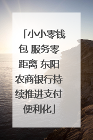 小小零钱包 服务零距离 东阳农商银行持续推进支付便利化