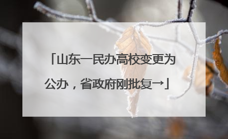 山东一民办高校变更为公办，省政府刚批复→