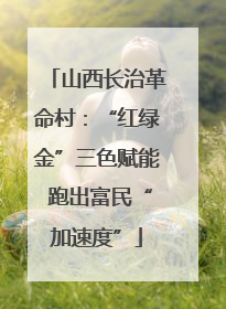 山西长治革命村：“红绿金”三色赋能 跑出富民“加速度”