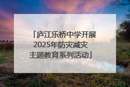 庐江乐桥中学开展2025年防灾减灾主题教育系列活动