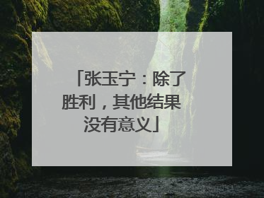 张玉宁：除了胜利，其他结果没有意义