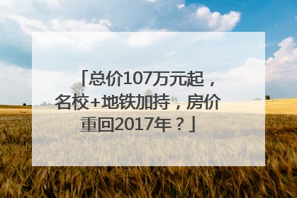 总价107万元起，名校+地铁加持，房价重回2017年？