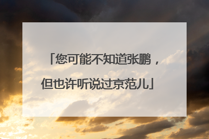 您可能不知道张鹏，但也许听说过京范儿
