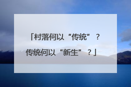 村落何以“传统”？传统何以“新生”？