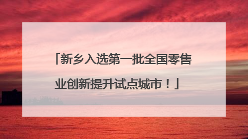 新乡入选第一批全国零售业创新提升试点城市！