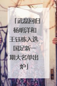武磊回归 杨明洋和王钰栋入选 国足新一期大名单出炉