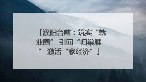 濮阳台前：筑实“就业圈” 引回“归巢雁” 激活“家经济”