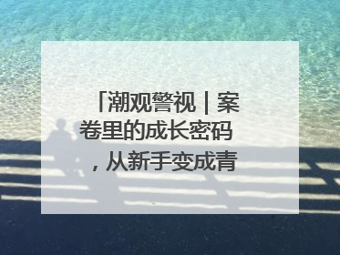 潮观警视｜案卷里的成长密码，从新手变成青年办案探长