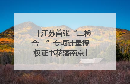 江苏首张“二检合一”专项计量授权证书花落南京