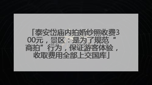 泰安岱庙内拍婚纱照收费300元，景区：是为了规范“商拍”行为，保证游客体验，收取费用全部上交国库