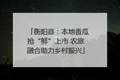 衡阳县：本地香瓜抢“鲜”上市 农旅融合助力乡村振兴