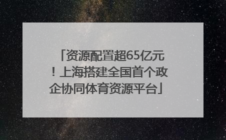 资源配置超65亿元！上海搭建全国首个政企协同体育资源平台