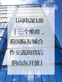 闪电深1度｜三个维度，看国际友城合作交流周背后的山东开放