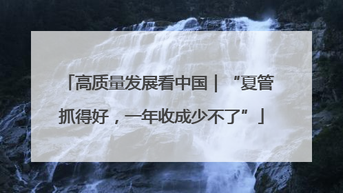 高质量发展看中国｜“夏管抓得好，一年收成少不了”