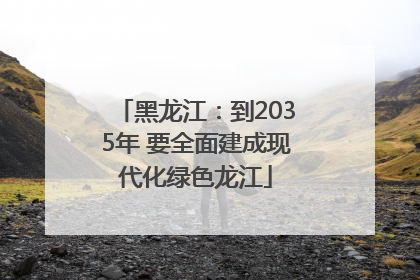 黑龙江：到2035年 要全面建成现代化绿色龙江