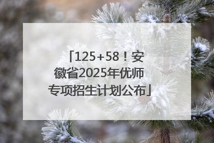 125+58！安徽省2025年优师专项招生计划公布