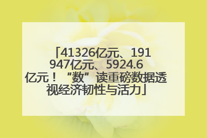 41326亿元、191947亿元、5924.6亿元！“数”读重磅数据透视经济韧性与活力